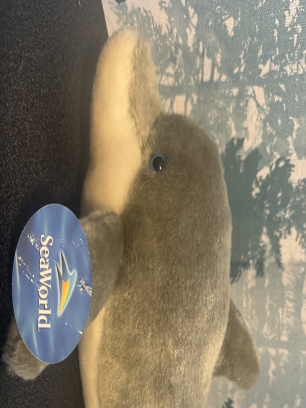 15" Sea World Dolphin Stuffed Plush Toy With Tags, Gray, White, Blue Eyes,